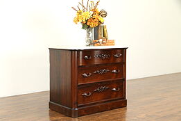Victorian Antique 1860 Carved Rosewood & Marble Chest or Dresser #32291