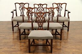 Set of Six Georgian Style Mahogany Dining Chairs, Recent Upholstery Baker #32412