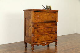 Empire Tiger Curly Maple Antique 1825 Chest or Dresser, Ohio #32483