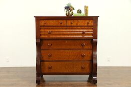 Empire Antique 1840 Cherry & Curly Birdseye Maple Chest or Dresser #32530