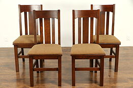 Set of 4 Arts & Crafts Mission Oak Antique Craftsman Dining Chairs #32545