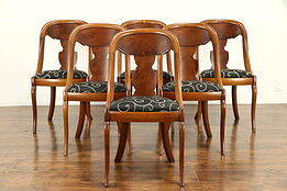 Set of 6 Antique 1915 Empire Mahogany Dining Chairs, New Upholstery #32598