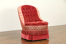 Victorian Antique Tufted Velvet & Silk Boudoir Chair #32705