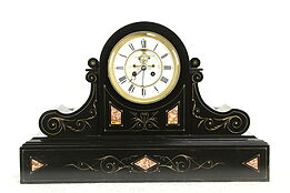 French Antique Victorian Large Marble Open Escapement Mantel Clock #32780