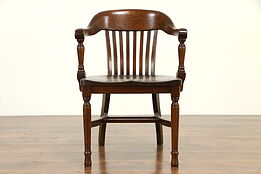 Oak Quarter Sawn Antique Banker, Office or Library Desk Chair, Welch  #32874