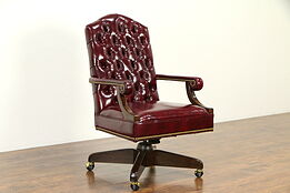 Tufted Leather Swivel Adjustable Desk Chair, Harden 1986 #32881