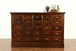 Walnut Antique 25 Drawer Apothecary Drug Store or Collector Cabinet #32898