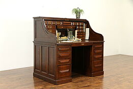 Oak Quarter Sawn Antique S Curve Roll Top Desk, Pat & Signed Cutler NY #32907