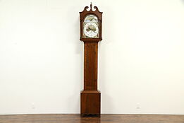 Hepplewhite Antique 1780 Grandfather Tall Case Clock, Quartz Movement #32976