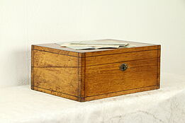Victorian 1860 Antique Birdseye Curly Maple Travel Lap Desk, Pearl Inlay #32962