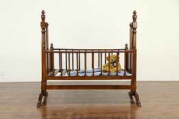 Walnut Antique 1860 Austrian Swinging Baby Cradle Bed #33050
