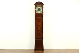Mahogany & Marquetry Antique 1900 Austrian Grandfather Tall Case Clock #33144