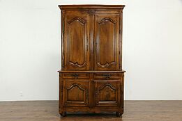 Country French Antique 1790 Walnut Cupboard or Provincial Cabinet #33264