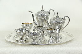 Wilcox International Silverplate Paisley Antique 8 Pc Coffee & Tea Set #33179