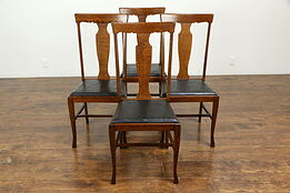 Set of 4 Arts & Crafts Mission Oak Antique Craftsman Dining Chairs #33341