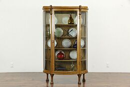 Victorian Antique Oak Curved Glass China or Curio Cabinet #33409