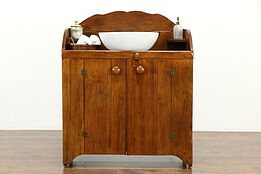 Country Walnut Antique Kitchen Pantry Dry Sink  #33456