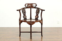 Chinese Rosewood Vintage Corner Chair, Pearl Inlay #33520