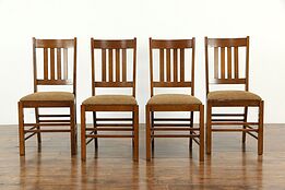 Set of 4 Arts & Crafts Mission Oak Antique Craftsman Dining Chairs #33784