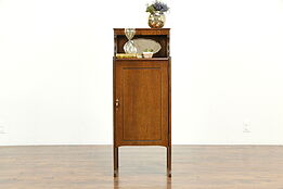 Craftsman Period Antique Oak Music Cabinet with Beveled Mirror #33940