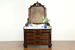 Victorian Antique Walnut & Marble Chest, Dresser or Sink Vanity #34048