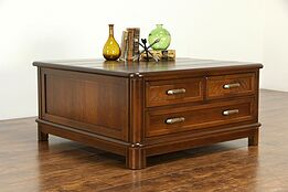 Cherry Vintage Coffee Table, SIx Drawers, Signed Drexel Heritage #34251