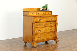 Empire Tiger or Curly Maple Antique 1825 Chest or Dresser #33725