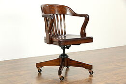 Oak Quarter Sawn Swivel Adjustable Library or Office Desk Chair #33820