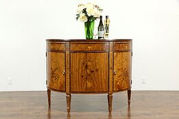 Demilune Half Round Antique Rosewood Italian Marquetry Console Cabinet #33881