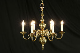 Traditional 6 Arm Brass Vintage Chandelier, Drip Candles #34140
