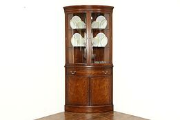 Traditional Mahogany Curved Glass Vintage Corner Cabinet, Landstrom #33884