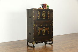 Korean Antique Stacking Ash Dowry Chest, Brass Mounts  #34401