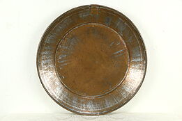 Hand Hammered Turkish Copper 28" Banquet Tray or Wall Plaque, Tin Wash #34506