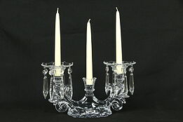 Fostoria Triple Glass 1930 Vintage Candelabra with Prisms #34854