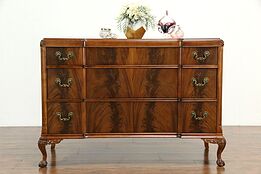Georgian Style Mahogany Vintage Chest or Dresser, Carved Claw Feet #34871