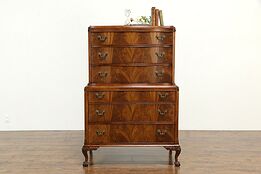 Georgian Style Mahogany Vintage Tall Chest on Chest, Carved Claw Feet #34914