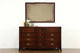 Traditional Mahogany Serpentine 14 Drawer Dresser or Chest, Mirror, White #33565