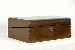 Victorian Antique Curly Birdseye Maple Lap or Travel Desk, Leather #33896