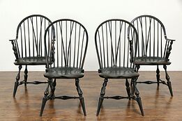 Set of 4 Vintage Artisanal Windsor Dining Chairs Antiquities of Delafield #35014