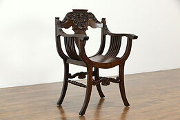Victorian Antique Carved Oak Hall Chair, Stomps Burkhardt OH #35149
