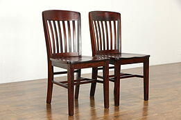 Pair of Birch 6 Slat Side Chairs Bullnose Top #34117
