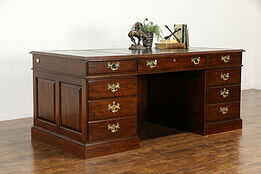Cherry Vintage Leather Top Executive Office or Library Desk, Statton #35638