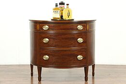 Demilune Half Round Inlaid Marquetry Chest or Hall Console Cabinet #33559