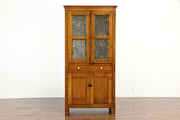 Farmhouse Antique Cabinet Kitchen Pantry Pie Safe Cupboard, Punched Tin #35017
