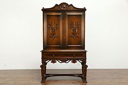 Renaissance Carved Antique China, Bar or Wine Cabinet, Shields #35755