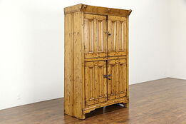 Country Pine Antique Farmhouse Cupboard Swedish Folk Art Cabinet  #33811