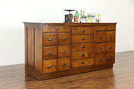 Farmhouse Antique Kitchen Pantry 19 Drawer Maple Island Cabinet, Counter #34902
