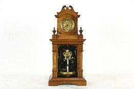 Victorian Antique Walnut German Clock & Waterfall Fountain Mechanism #35439
