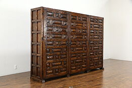 Spanish Colonial Farmhouse Hewn Oak Triple Cabinet, Adjustable Shelves #35595