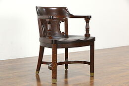 Oak Quarter Sawn Antique Banker, Office or Library Desk Chair #35994